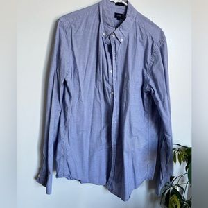 J Crew button down shirt blue and white thin stripe slim fit size large